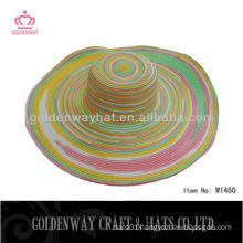 rainbow big brim colorful floppy straw beach hat